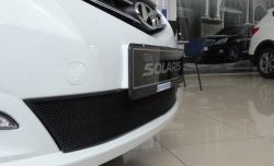 2 099 р. Сетка на бампер Russtal (черная) Hyundai Solaris RBr седан рестайлинг (2014-2017)  с доставкой в г. Воронеж. Увеличить фотографию 3