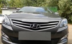 2 099 р. Сетка на бампер Russtal (черная) Hyundai Solaris RBr седан рестайлинг (2014-2017)  с доставкой в г. Воронеж. Увеличить фотографию 5