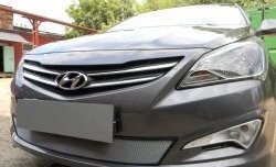 1 539 р. Сетка на бампер Russtal (хром) Hyundai Solaris RBr седан рестайлинг (2014-2017)  с доставкой в г. Воронеж. Увеличить фотографию 5