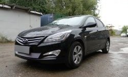 1 539 р. Сетка на бампер Russtal (хром) Hyundai Solaris RBr седан рестайлинг (2014-2017)  с доставкой в г. Воронеж. Увеличить фотографию 7