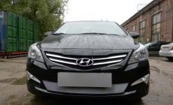 1 539 р. Сетка на бампер Russtal (хром) Hyundai Solaris RBr седан рестайлинг (2014-2017)  с доставкой в г. Воронеж. Увеличить фотографию 9