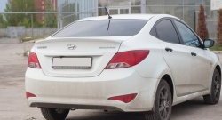 2 899 р. Лип спойлер Кураж средний  Hyundai Solaris  RBr (2014-2017) седан рестайлинг (Неокрашенный)  с доставкой в г. Воронеж. Увеличить фотографию 1