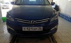 679 р. Реснички на фары Кураж  Hyundai Solaris  RBr (2014-2017) седан рестайлинг (Неокрашенные)  с доставкой в г. Воронеж. Увеличить фотографию 3