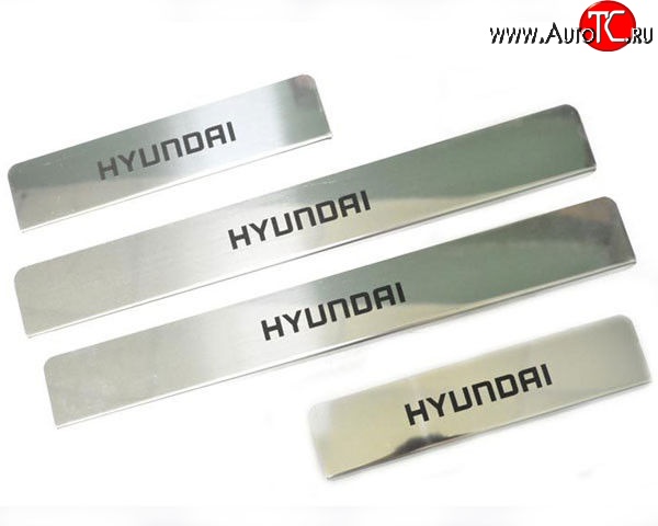 729 р. Накладки на порожки автомобиля M-VRS (нанесение надписи методом окраски) Hyundai Solaris RBr седан рестайлинг (2014-2017)  с доставкой в г. Воронеж