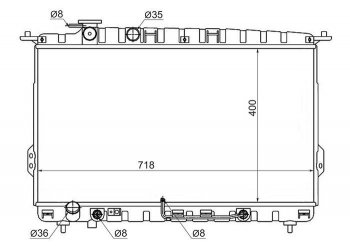 6 799 р. Радиатор двигателя (трубчатый, 2.0/2.4/2.5/2.7, МКПП/АКПП) SAT  Hyundai Sonata  EF (2001-2013), KIA Magentis (2000-2005), KIA Optima  1 GD (2000-2005)  с доставкой в г. Воронеж. Увеличить фотографию 1