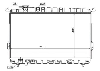 5 249 р. Радиатор двигателя (трубчатый, 2.0/2.4/2.5/2.7, МКПП) SAT  Hyundai Sonata  EF (2001-2013), KIA Magentis (2000-2005), KIA Optima  1 GD (2000-2005)  с доставкой в г. Воронеж. Увеличить фотографию 1