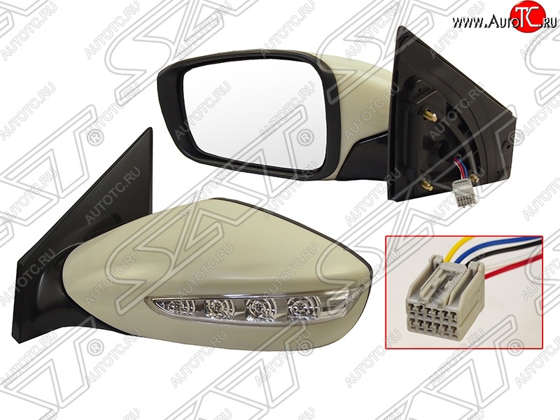 1 459 р. Боковое левое зеркало заднего вида SAT (указатель поворота, 5 контактов)  Hyundai Sonata  YF (2009-2014) (Неокрашенное)  с доставкой в г. Воронеж