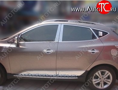 1 249 р. Накладки на нижнюю часть по периметру окон боковых дверей СТ Hyundai Tucson LM (2010-2017) (Неокрашенные)  с доставкой в г. Воронеж