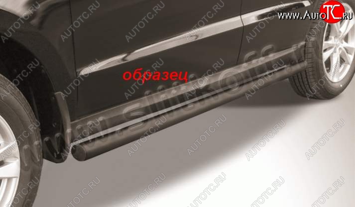 9 899 р. Защита порогов из трубы d57 Slitkoff  Hyundai Tucson  LM (2010-2017) (Цвет: серебристый)  с доставкой в г. Воронеж