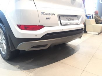 5 649 р. Накладка на задний бампер АвтоКрат  Hyundai Tucson  TL (2015-2018) дорестайлинг (Неокрашенная)  с доставкой в г. Воронеж. Увеличить фотографию 2