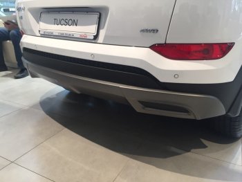 5 649 р. Накладка на задний бампер АвтоКрат  Hyundai Tucson  TL (2015-2018) дорестайлинг (Неокрашенная)  с доставкой в г. Воронеж. Увеличить фотографию 4
