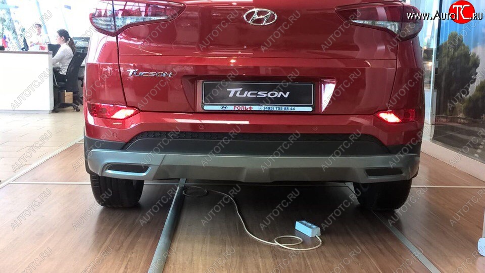 5 649 р. Накладка на задний бампер АвтоКрат  Hyundai Tucson  TL (2015-2018) дорестайлинг (Неокрашенная)  с доставкой в г. Воронеж