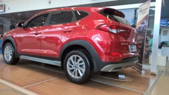 7 349 р. Пластиковые пороги АвтоКрат Hyundai Tucson TL дорестайлинг (2015-2018) (Неокрашенные)  с доставкой в г. Воронеж. Увеличить фотографию 2