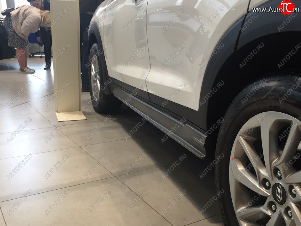 7 349 р. Пластиковые пороги АвтоКрат Hyundai Tucson TL дорестайлинг (2015-2018) (Неокрашенные)  с доставкой в г. Воронеж
