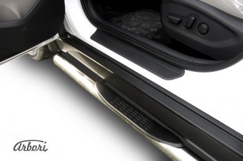 15 299 р. Защита штатных порогов Arbori (с проступью, нержавейка, d76 mm). Hyundai Tucson TL дорестайлинг (2015-2018)  с доставкой в г. Воронеж. Увеличить фотографию 2