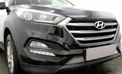 1 539 р. Защитная сетка на бампер Russtal (хром)  Hyundai Tucson  TL (2015-2018) дорестайлинг  с доставкой в г. Воронеж. Увеличить фотографию 1