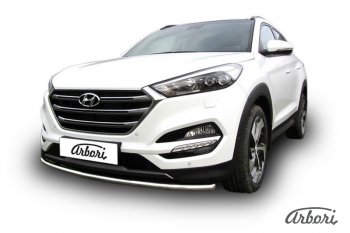 11 789 р. Защита переднего бампера Arbori (нержавейка, 1 труба d42 mm). Hyundai Tucson TL дорестайлинг (2015-2018)  с доставкой в г. Воронеж. Увеличить фотографию 2