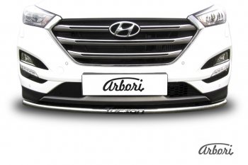 4 999 р. Защита переднего бампера Arbori (с надписью, нержавейка, 1 труба d42 mm). Hyundai Tucson TL дорестайлинг (2015-2018)  с доставкой в г. Воронеж. Увеличить фотографию 3