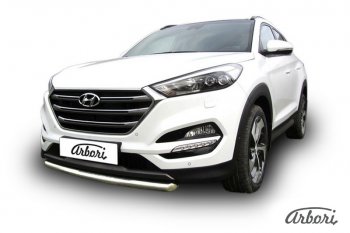 14 291 р. Защита переднего бампера Arbori (нержавейка, 1 труба d57 mm). Hyundai Tucson TL дорестайлинг (2015-2018)  с доставкой в г. Воронеж. Увеличить фотографию 2