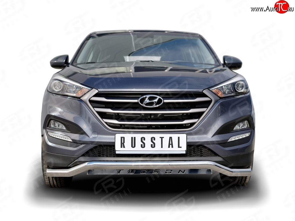 18 549 р. Защита переднего бампера (Ø63 мм волна, нержавейка) SLITKOFF Hyundai Tucson TL дорестайлинг (2015-2018)  с доставкой в г. Воронеж