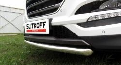 14 449 р. Одинарная защита переднего бампера диаметром 57 мм Slitkoff Hyundai Tucson TL дорестайлинг (2015-2018) (Нержавейка, Полированная)  с доставкой в г. Воронеж. Увеличить фотографию 1