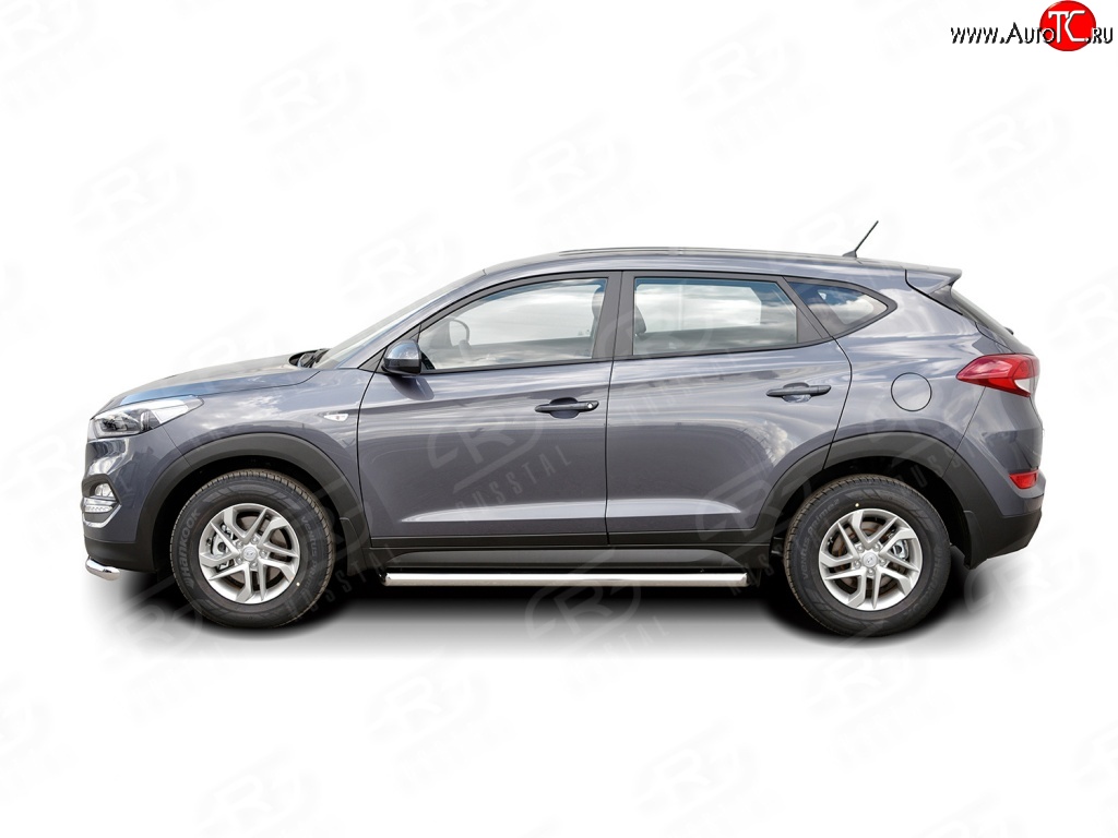 15 799 р. Защита порогов из круглой трубы диаметром 63 мм Russtal Hyundai Tucson TL дорестайлинг (2015-2018)  с доставкой в г. Воронеж