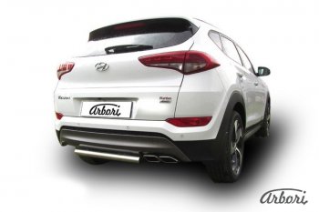 14 249 р. Защита штатных порогов Arbori (нержавейка, d57 mm). Hyundai Tucson TL дорестайлинг (2015-2018)  с доставкой в г. Воронеж. Увеличить фотографию 1