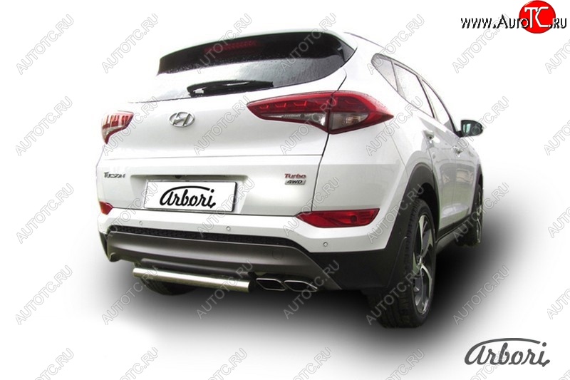 14 249 р. Защита штатных порогов Arbori (нержавейка, d57 mm).  Hyundai Tucson  TL (2015-2018) дорестайлинг  с доставкой в г. Воронеж