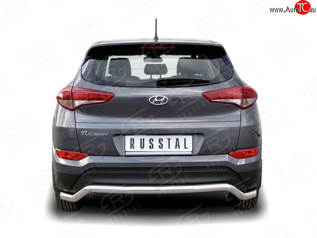 15 999 р. Защита заднего бампера (Ø63 мм волна, нержавейка) SLITKOFF  Hyundai Tucson  TL (2015-2018) дорестайлинг  с доставкой в г. Воронеж