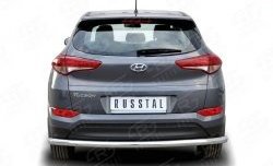 15 749 р. Защита заднего бампера (Ø63 мм длинная, нержавейка) SLITKOFF  Hyundai Tucson  TL (2015-2018) дорестайлинг  с доставкой в г. Воронеж. Увеличить фотографию 1