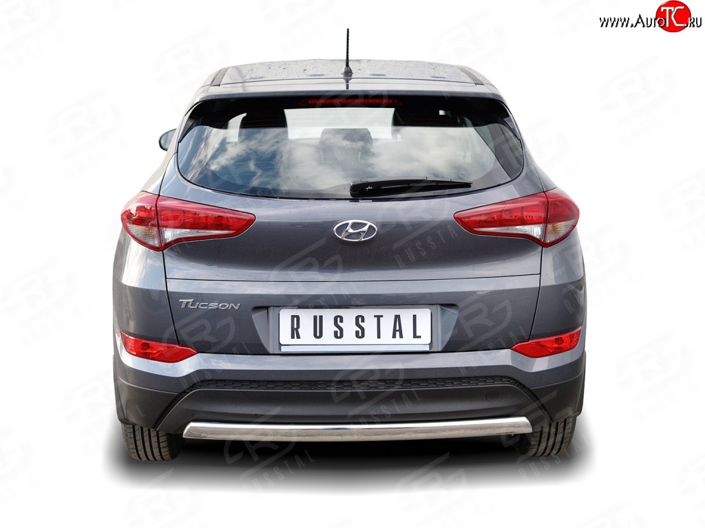 14 999 р. Защита заднего бампера (Ø75x42 мм, нержавейка) Russtal Hyundai Tucson TL дорестайлинг (2015-2018)  с доставкой в г. Воронеж