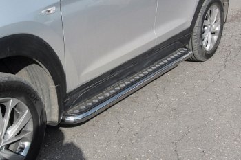 18 599 р. Защита порогов d57 Slitkoff (с листом)  Hyundai Tucson  TL (2018-2021) рестайлинг  с доставкой в г. Воронеж. Увеличить фотографию 2