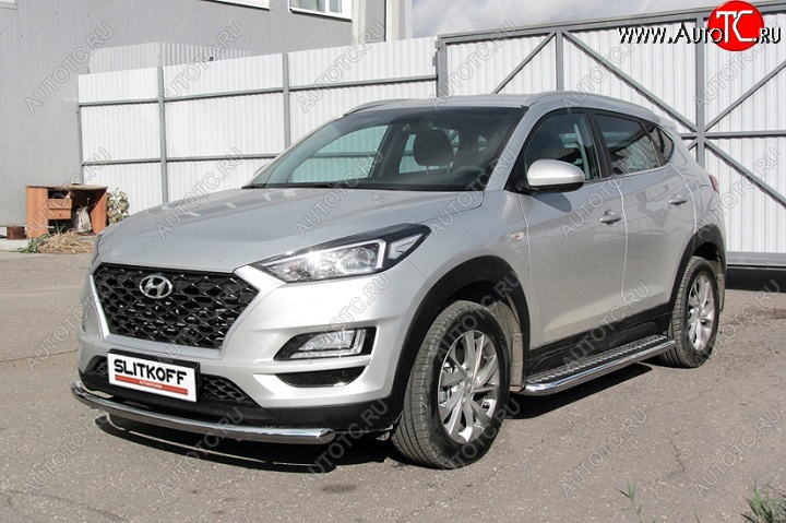 18 599 р. Защита порогов d57 Slitkoff (с листом)  Hyundai Tucson  TL (2018-2021) рестайлинг  с доставкой в г. Воронеж