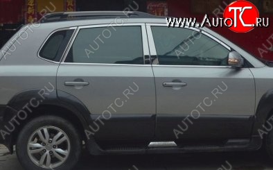 6 899 р. Накладки на верхнюю часть по периметру окон боковых дверей СТ Hyundai Tucson JM (2004-2010) (Неокрашенные)  с доставкой в г. Воронеж
