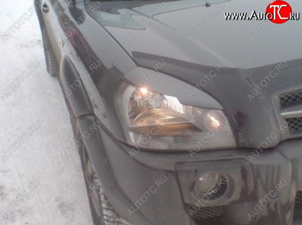 1 449 р. Реснички на фары CT v1 Hyundai Tucson JM (2004-2010) (Неокрашенные)  с доставкой в г. Воронеж