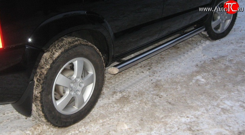 77 999 р. Защита порогов из круглой трубы диаметром 76 мм Russtal Hyundai Tucson JM (2004-2010) (Защита порогов с со скосами на торцах (вариант 1))  с доставкой в г. Воронеж