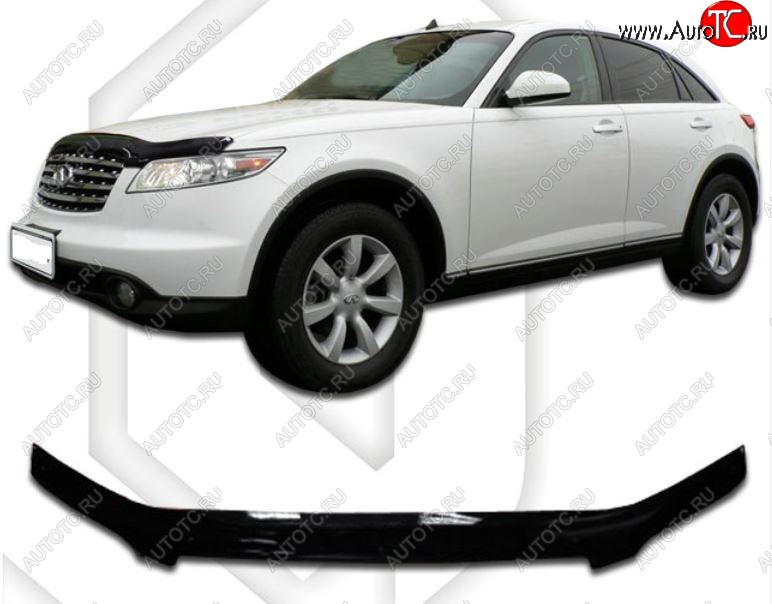 3 079 р. Дефлектор капота CA-Plastic INFINITI FX35 S50 дорестайлинг (2002-2005) (Classic черный, Без надписи)  с доставкой в г. Воронеж
