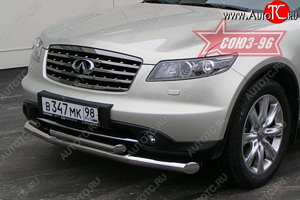 27 134 р. Защита переднего бампера двойная (Европа) Souz-96 (d76/60)  INFINITI FX35  S50 - FX45  S50  с доставкой в г. Воронеж