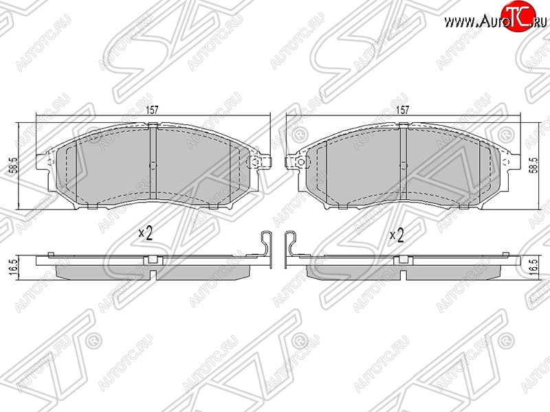 1 299 р. Колодки тормозные SAT (передние) Nissan Murano 1 Z50 (2002-2009)  с доставкой в г. Воронеж