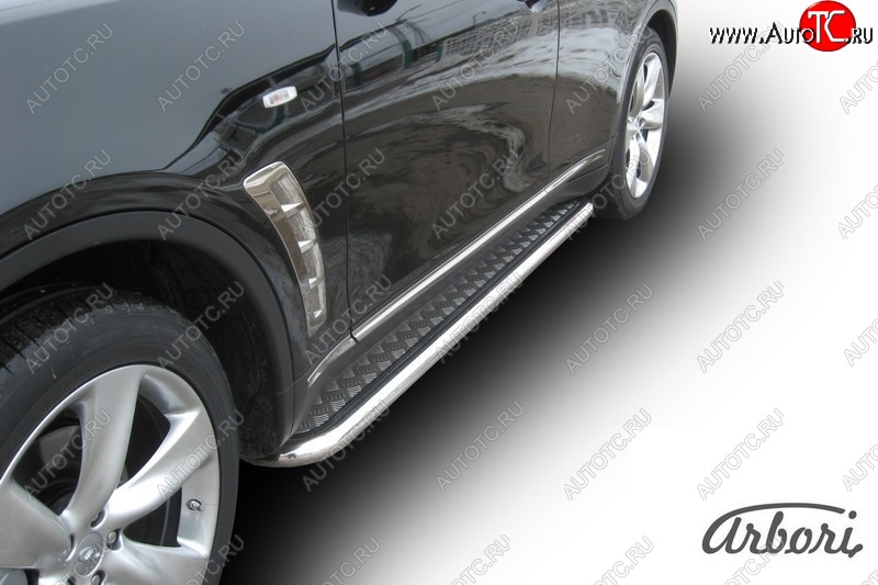 20 519 р. Защита штатных порогов с листом Arbori (нержавейка, алюминий, d57) INFINITI FX35 S51 дорестайлинг (2008-2011)  с доставкой в г. Воронеж