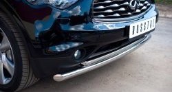 18 949 р. Защита переднего бампера (2 трубыØ63 и 42 мм, нержавейка) SLITKOFF INFINITI FX37 S51 рестайлинг (2011-2013)  с доставкой в г. Воронеж. Увеличить фотографию 2