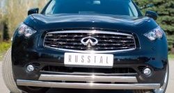 18 549 р. Защита переднего бампера (2 трубыØ75х42 мм, нержавейка) Russtal INFINITI FX37 S51 рестайлинг (2011-2013)  с доставкой в г. Воронеж. Увеличить фотографию 2