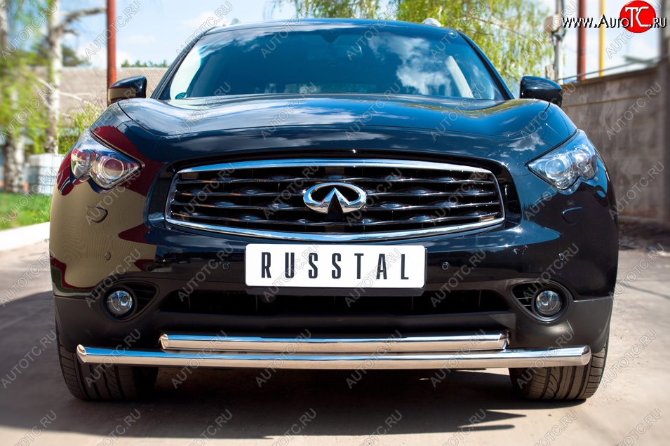 24 849 р. Защита переднего бампера (2 трубыØ63 мм, нержавейка) SLITKOFF INFINITI FX37 S51 рестайлинг (2011-2013)  с доставкой в г. Воронеж