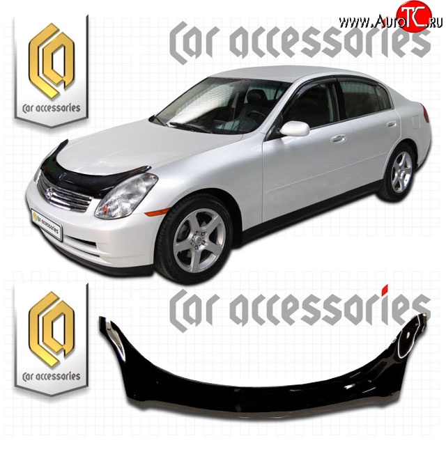 1 329 р. Дефлектор капота CA Plastic  INFINITI G35  V35 (2002-2007) седан (Classic черный, Без надписи)  с доставкой в г. Воронеж