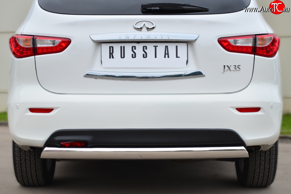 11 599 р. Защита заднего бампера (Ø75x42 мм, нержавейка) Russtal INFINITI JX35 (2012-2014)  с доставкой в г. Воронеж