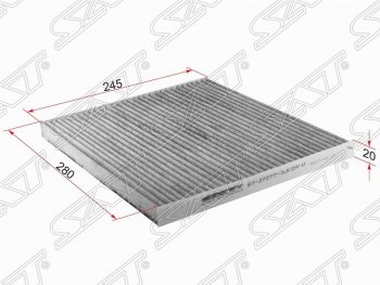 Фильтр салонный SAT (угольный, 280х245х20 mm) INFINITI (Инфинити) JX35 (ЙX35) (2012-2014), Nissan (Нисан) Altima (Альтима)  седан (2012-2015),  Murano (Мурано)  3 Z52 (2015-2025),  Pathfinder (Патфайндер)  R52 (2012-2017),  Teana (Тиана)  3 L33 (2014-2020)