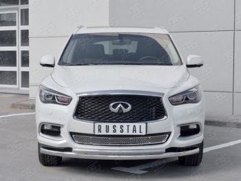 20 649 р. Защита переднего бампера (2 трубыØ63 и 42 мм, нержавейка) SLITKOFF INFINITI QX60 L50 рестайлинг (2016-2021)  с доставкой в г. Воронеж. Увеличить фотографию 2