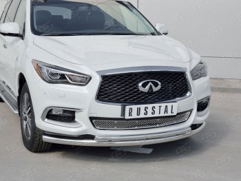 20 649 р. Защита переднего бампера (2 трубыØ63 и 42 мм, нержавейка) SLITKOFF  INFINITI QX60  L50 (2016-2021) рестайлинг  с доставкой в г. Воронеж. Увеличить фотографию 1