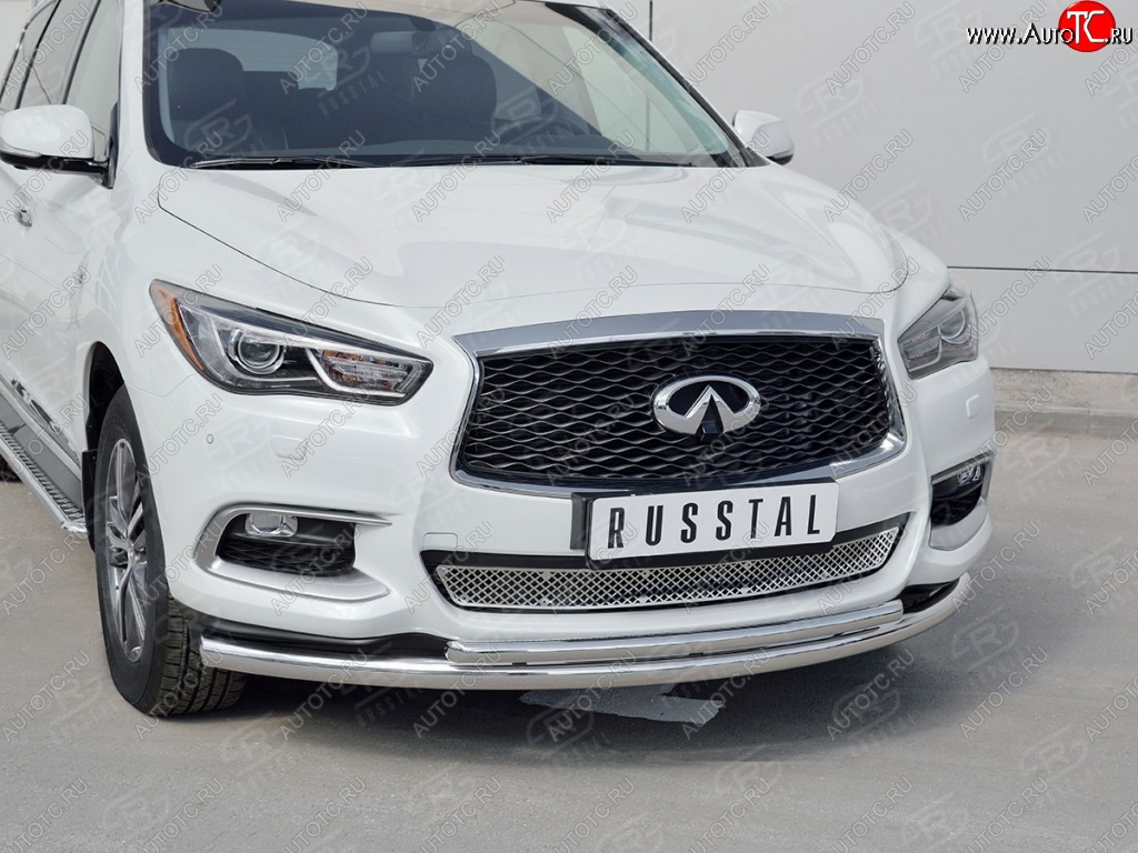 20 649 р. Защита переднего бампера (2 трубыØ63 и 42 мм, нержавейка) SLITKOFF INFINITI QX60 L50 рестайлинг (2016-2021)  с доставкой в г. Воронеж