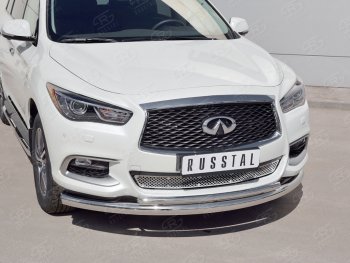 20 999 р. Защита заднего бампера (Ø76 и 42 мм, нержавейка) SLITKOFF  INFINITI QX60  L50 (2016-2021) рестайлинг  с доставкой в г. Воронеж. Увеличить фотографию 1